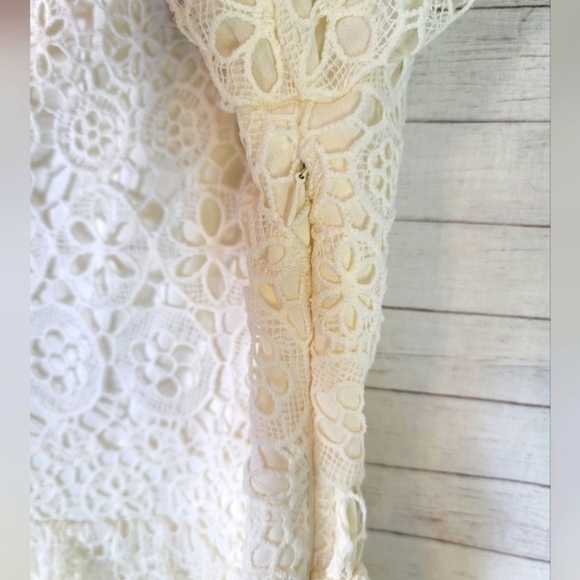 POLAGRAM CROCHET FLORAL LACE CREAM MIDI DRESS, SZ SMALL - Picture 10 of 16